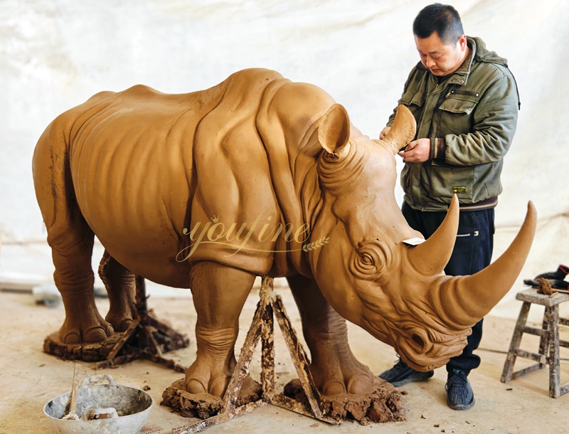 Large Bronze Rhino Statue BOK1-217 - Bronze Wildlife Sculpture - 8