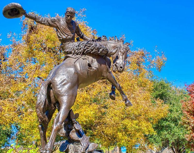 Full Size Outdoor Bronze Famous Cowboy Statue Cowtown Colesium Art - Bronze Horse Statues - 11