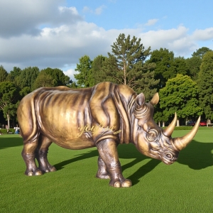 Large Bronze Rhino Statue BOK1-217