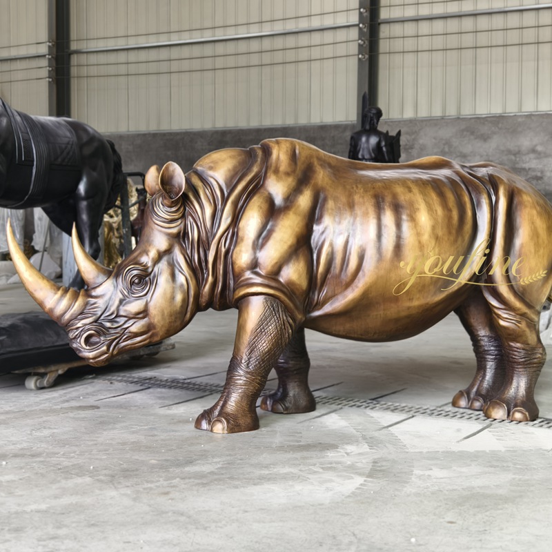 Large Bronze Rhino Statue BOK1-217 - Bronze Wildlife Sculpture - 5