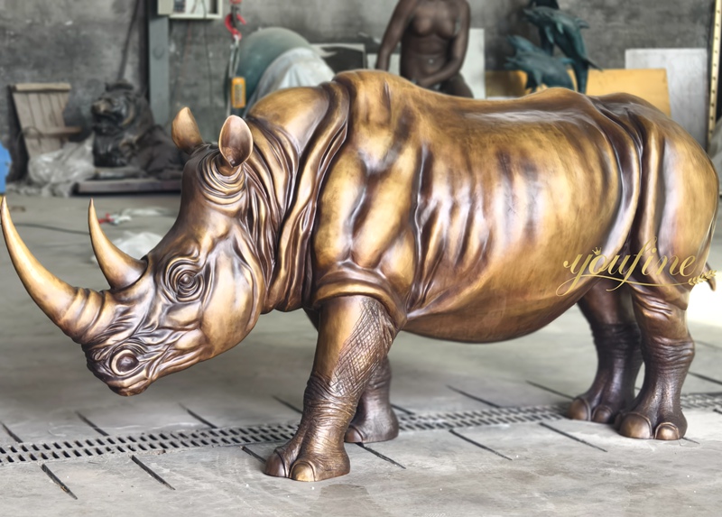 Large Bronze Rhino Statue BOK1-217 - Bronze Wildlife Sculpture - 4