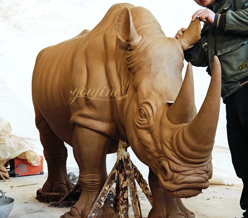 Large Bronze Rhino Statue BOK1-217 - Bronze Wildlife Sculpture - 9