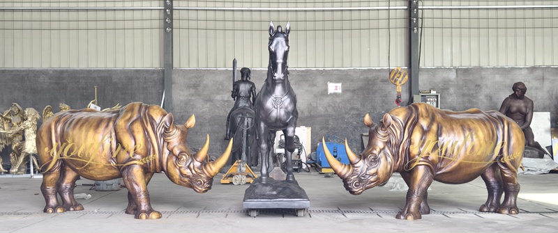 Large Bronze Rhino Statue BOK1-217 - Bronze Wildlife Sculpture - 3
