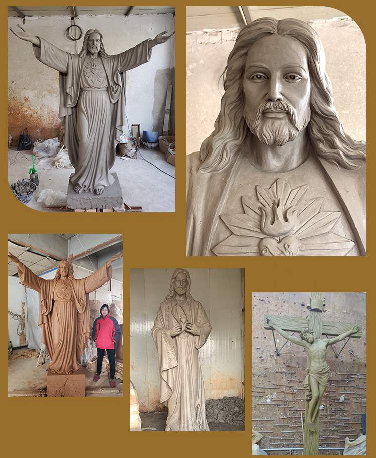 Foundry showroom display of religious clay model