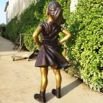 Back View of Fearless Girl Bronze Sculpture
