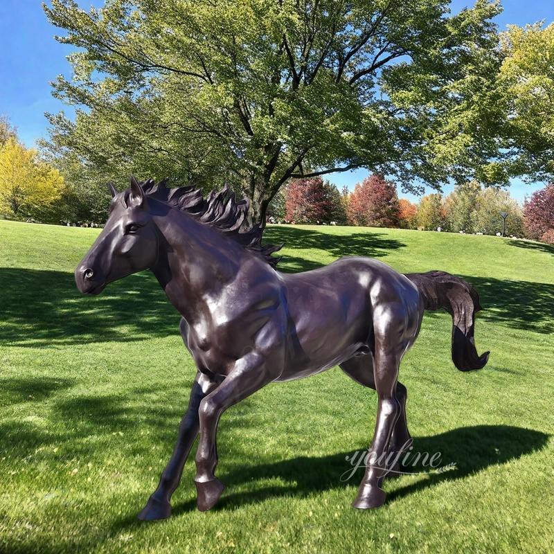 Black Running Horse Statue
