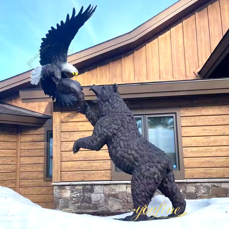 Bronze Fighting bear and eagle art feedback