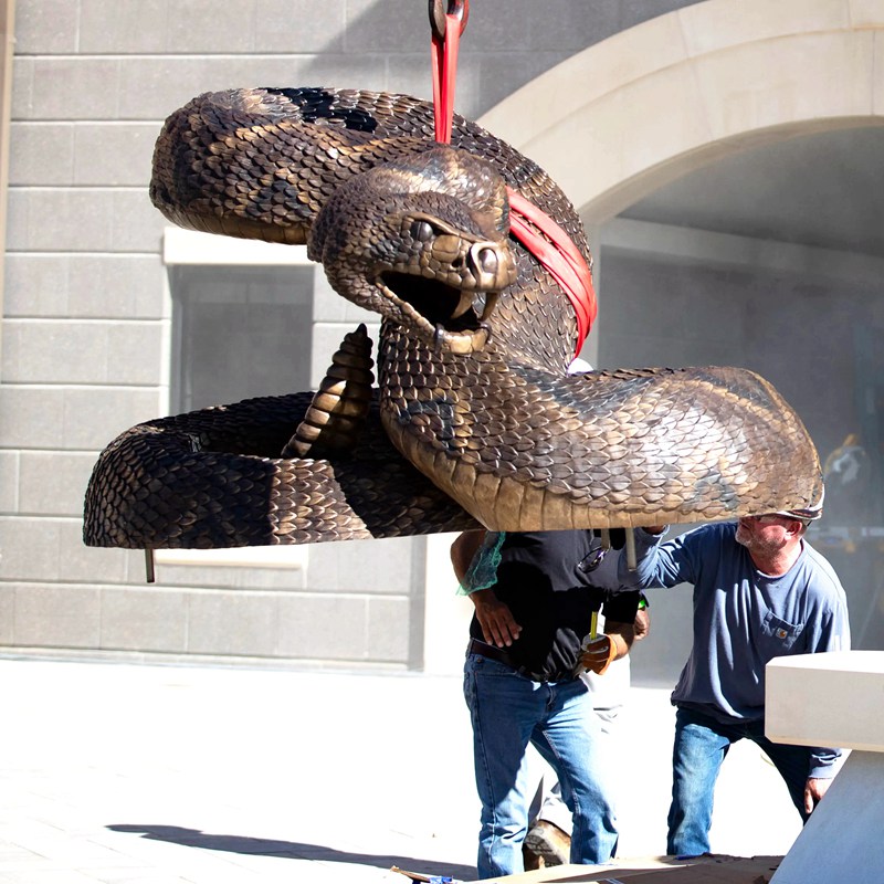 Large Bronze Wildlife Snake Statue School Mascots Institutions Reptile Art - Bronze Wildlife Sculpture - 4