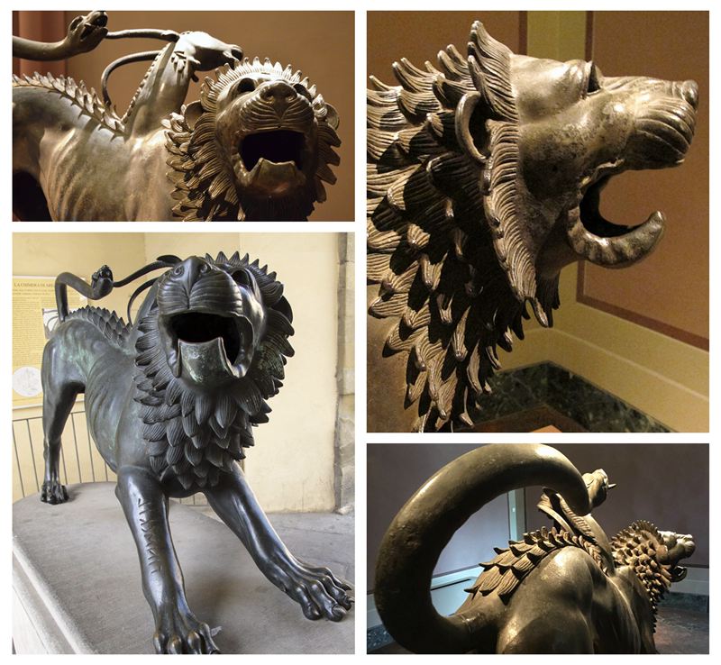 Bronze Greek Chimera of Arezzo Statue Mythology Art Replica BOK1-554 - Mythical Creatures Statues - 9