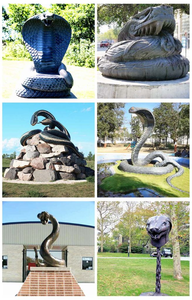 Large Bronze Wildlife Snake Statue School Mascots Institutions Reptile Art - Bronze Wildlife Sculpture - 10