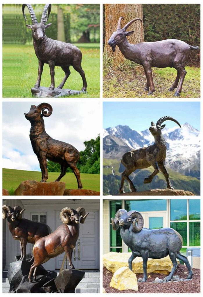 Life Size Bronze Big Horn Sheep Statue Wildlife Forest Garden Decor - Bronze Wildlife Sculpture - 5