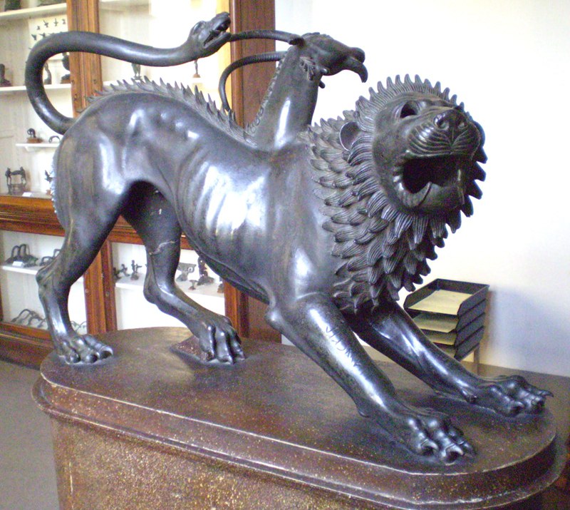 Bronze Greek Chimera of Arezzo Statue Mythology Art Replica BOK1-554 - Mythical Creatures Statues - 4