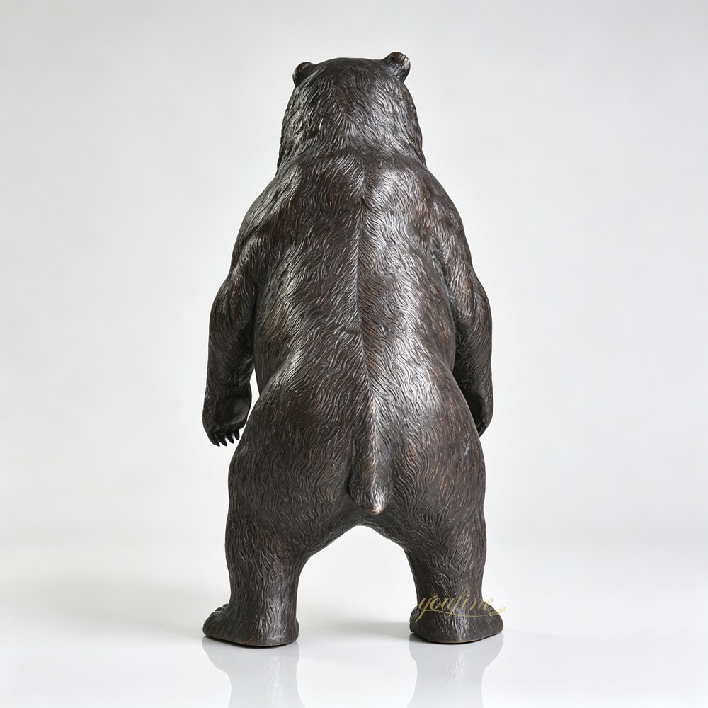 Dark Bronze Standing Grizzly Bear