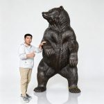 Dark Standing Grizzly Bear Statue