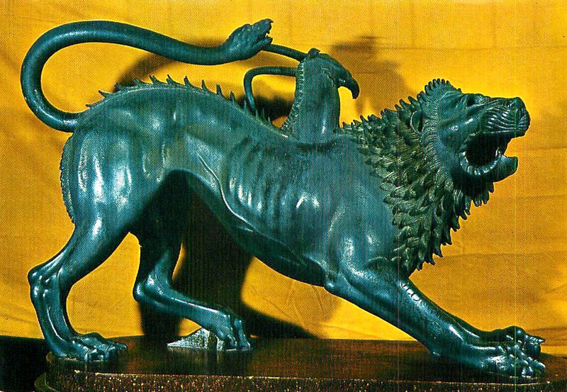 Bronze Greek Chimera of Arezzo Statue Mythology Art Replica BOK1-554 - Mythical Creatures Statues - 7