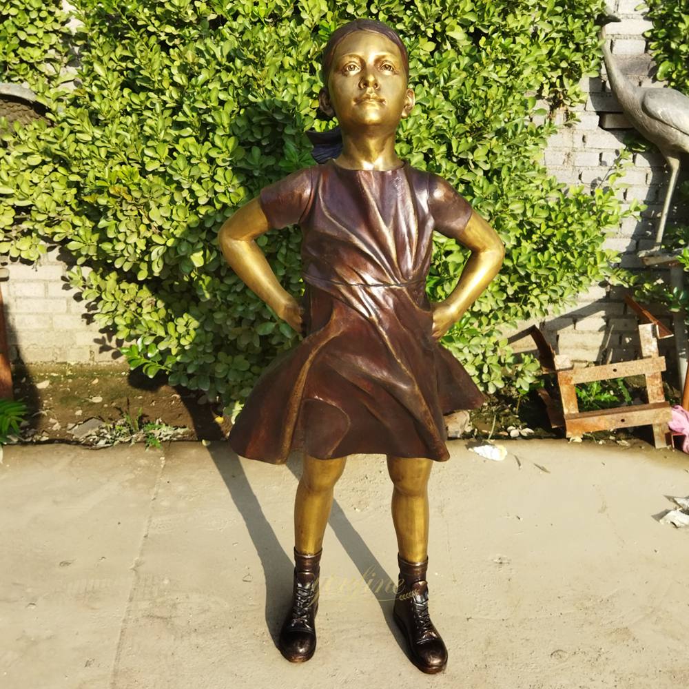 Front View of Custom Bronze Fearless Girl