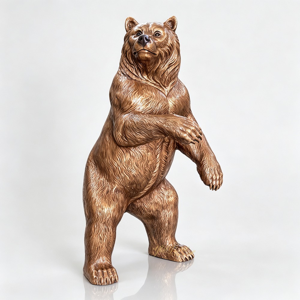 Gold Bronze Standing Bear Statue