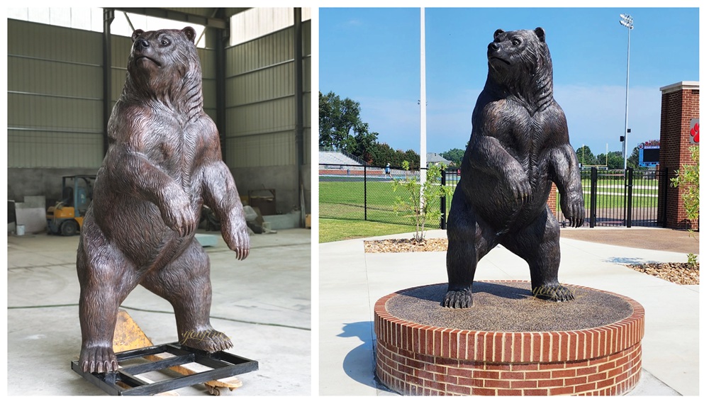 Grizzly Bear Mascot Statue Installed at School Sports Ground