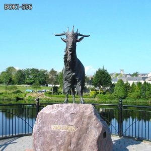 Life-Size Bronze King Puck Statue Wildlife Goat Sculpture Monument
