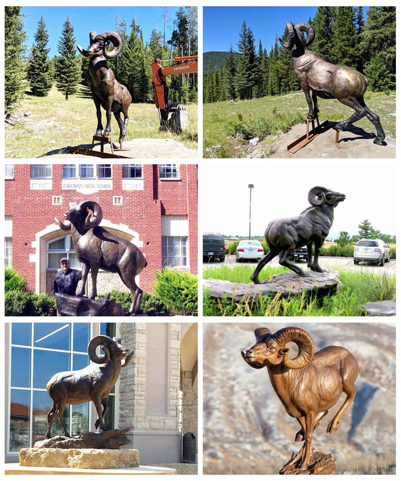 Life Size Bronze Big Horn Sheep Statue Wildlife Forest Garden Decor - Bronze Wildlife Sculpture - 4