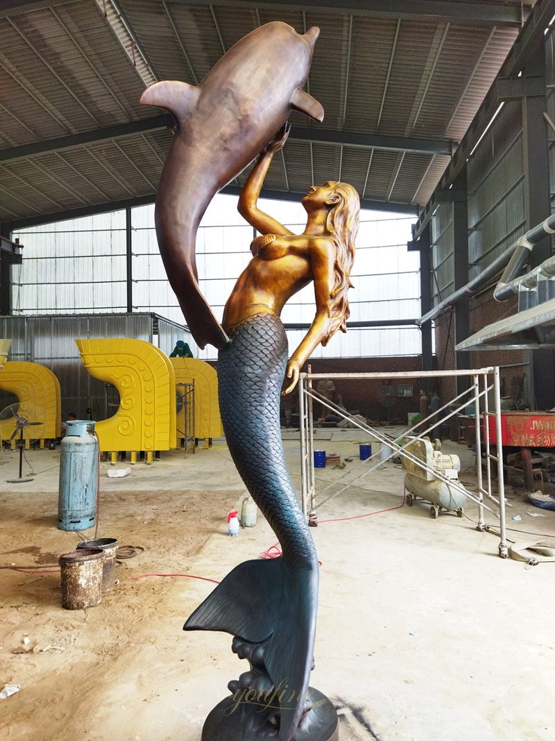 Mermaid Statue with Dolphin