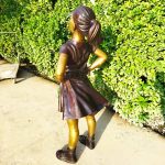 Rear Side View of Bronze Fearless Girl Statue