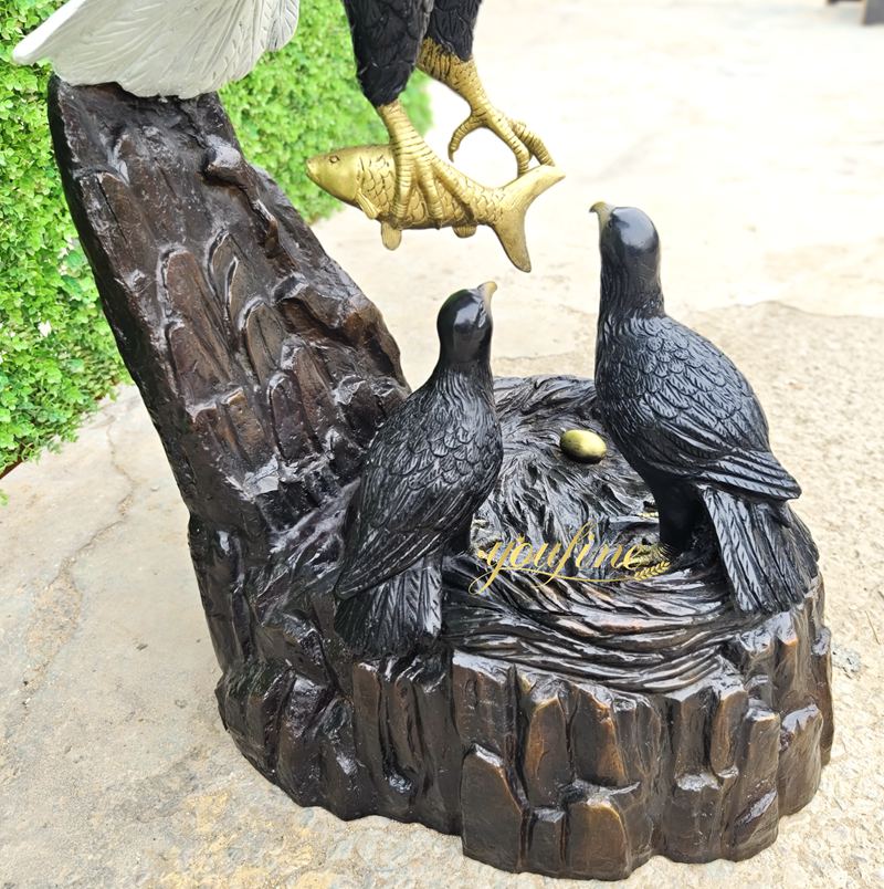 Returning Home Feeding Eagle Sculpture BOKK-348 - Bronze Eagle Sculpture - 3