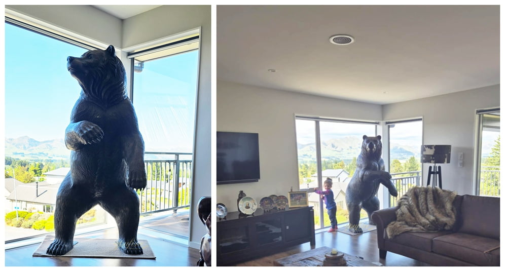 Standing Bear Sculpture Indoor Decoration Customer Installation Photo