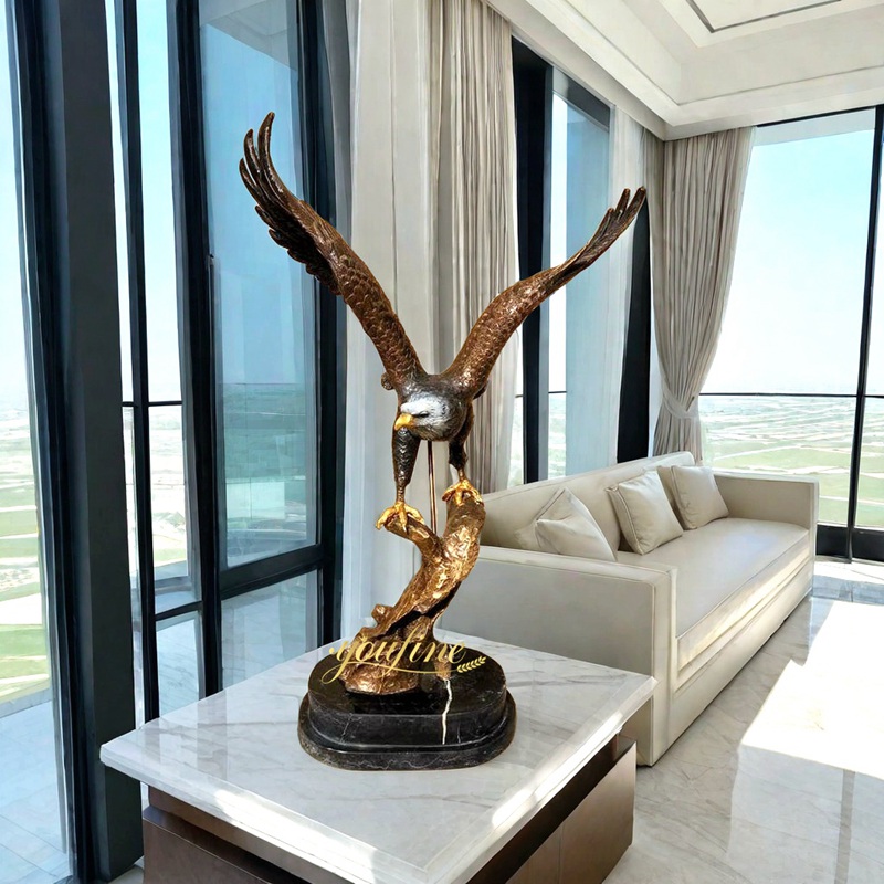 antique bronze eagle sculpture