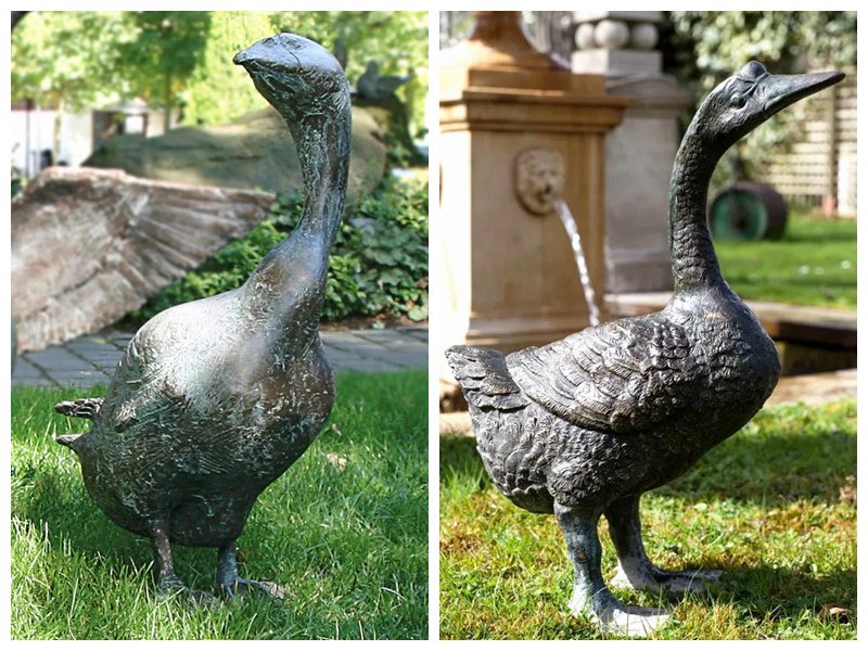 Antique Lifesize Bronze Goose Statue for Sale BOK1-539 - Other Animal sculptures - 6