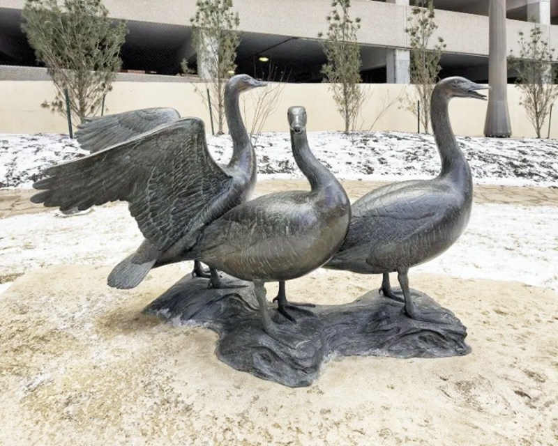 bronze goose family art