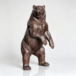 brown Bronze Standing Grizzly Bear Statue