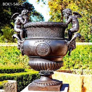 Large Bronze Planter Cherub Figures Statue Home Garden Decoration