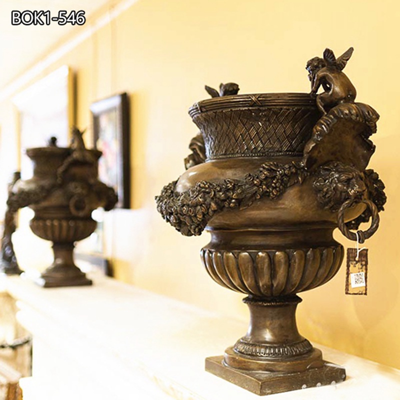 cherubic large bronze planter