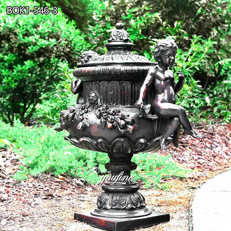 cherubic statue large bronze planter