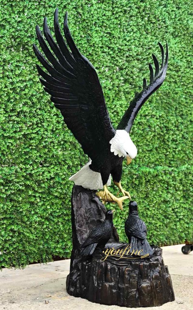 Returning Home Feeding Eagle Sculpture BOKK-348 - Bronze Eagle Sculpture - 4