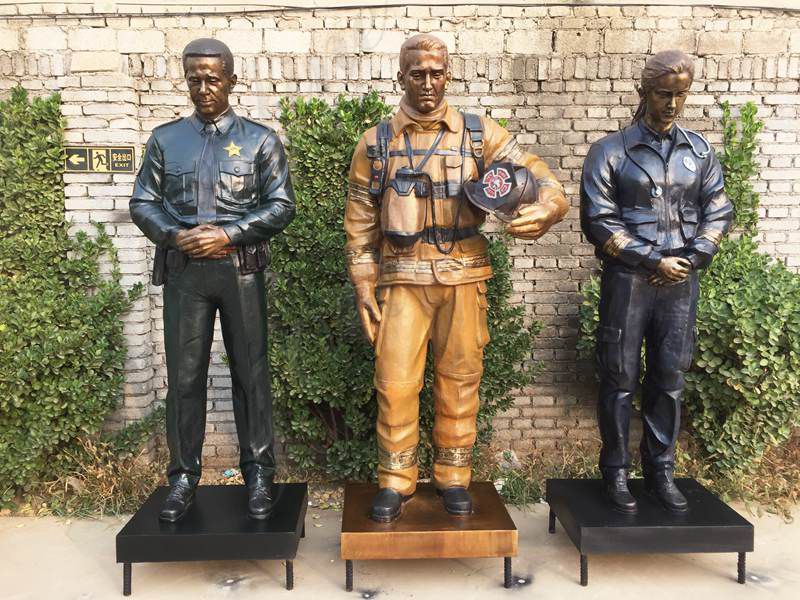 Custom Life Size Bronze Officer Firefighter EMS Statues from Factory Supply BOKK-821 - Bronze Figure Sculpture - 1
