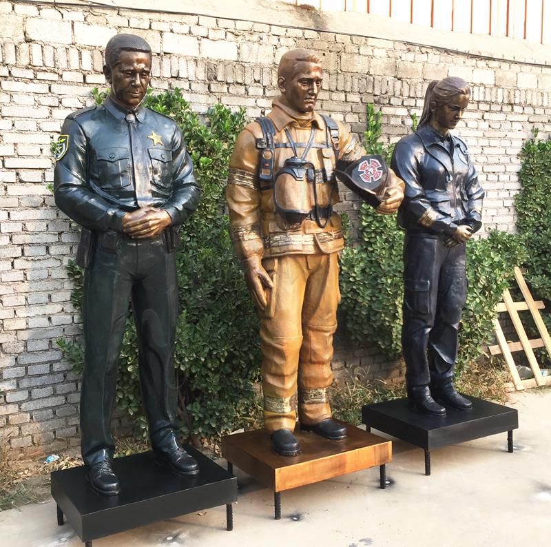 Custom Life Size Bronze Officer Firefighter EMS Statues from Factory Supply BOKK-821 - Bronze Figure Sculpture - 3