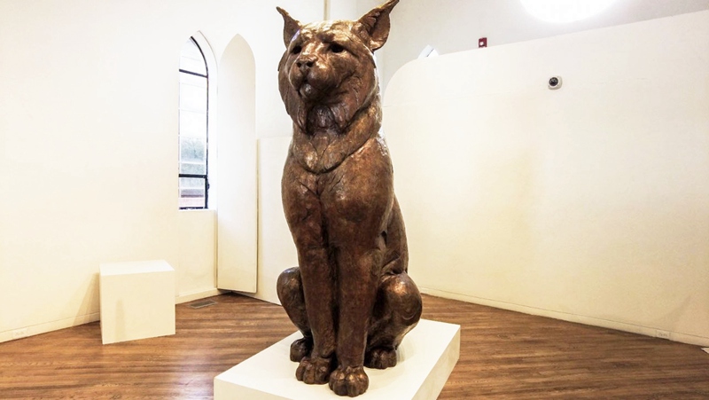 large bronze lynx statue