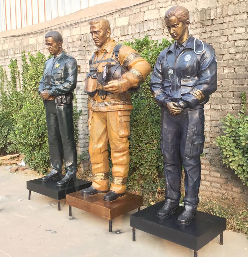 Custom Life Size Bronze Officer Firefighter EMS Statues from Factory Supply BOKK-821 - Bronze Figure Sculpture - 4