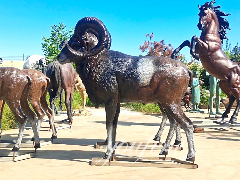 Wildlife Large Bronze Ram Animal School Mascot Statue - Bronze Wildlife Sculpture - 5