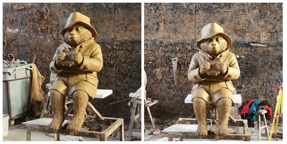 sitting Paddington Bear statue clay model