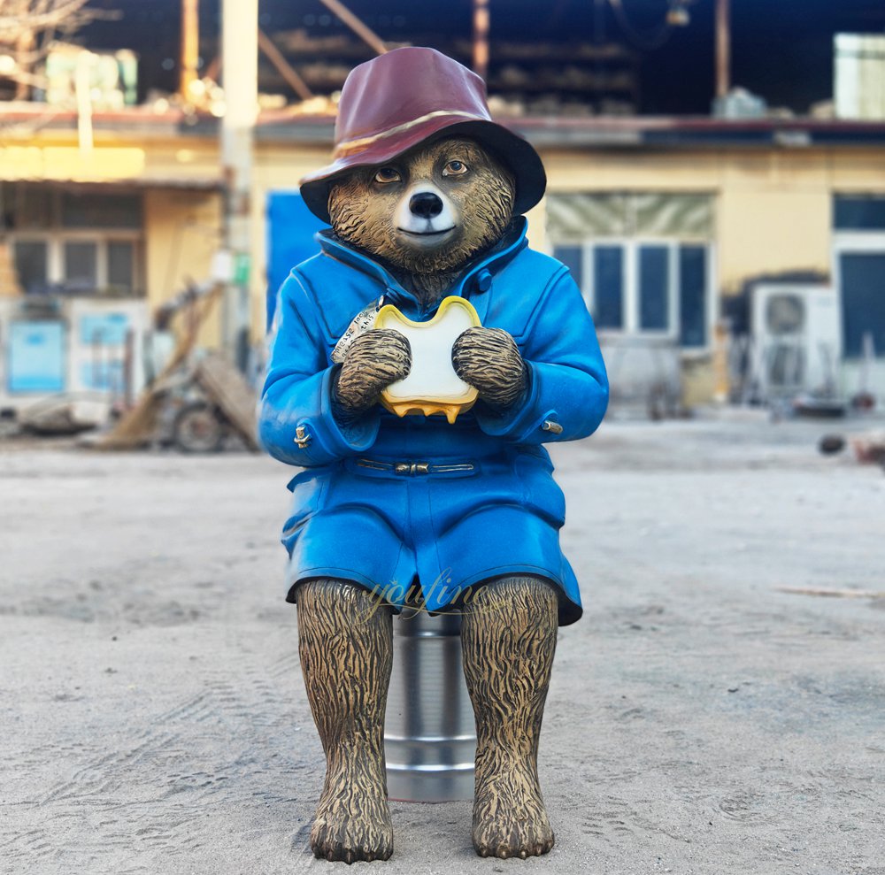 sitting paddington bear sculpture detail