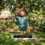 standing painted bronze paddington bear garden decor