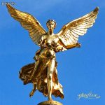 Life size golden bronze angel statue, outdoor estate landscape decor