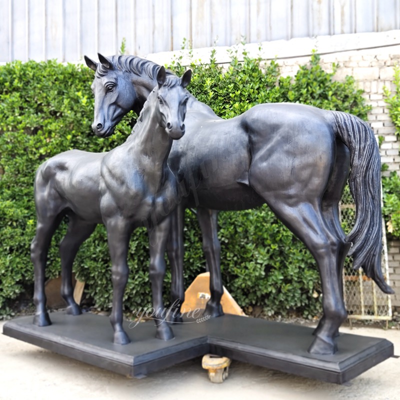 Bronze Black Mare and Foal Statue BOKK-218 - Bronze Animal Sculpture - 3