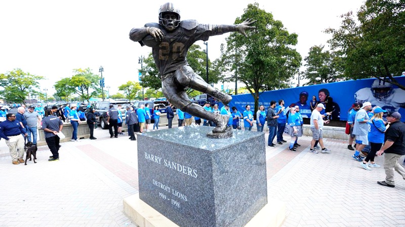 Bronze Football Barry Sanders Statue