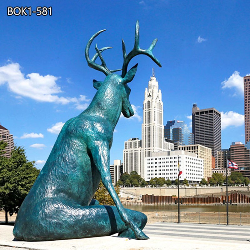 Bronze deer Scioto Lounge statue