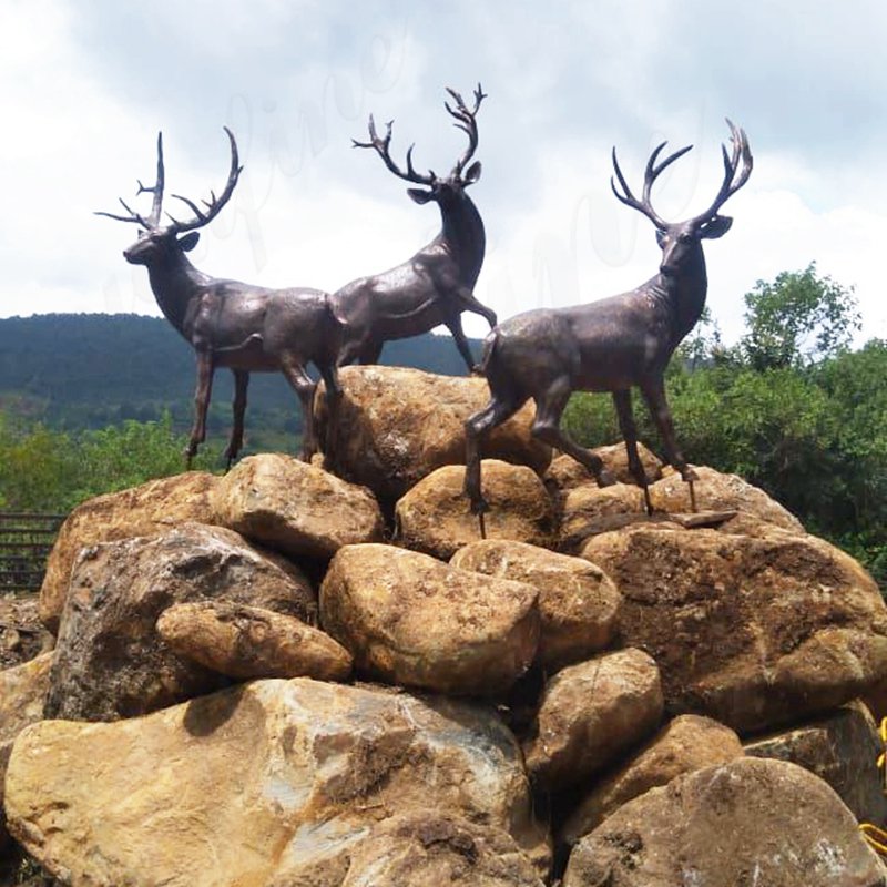  Life Size Bronze Deer Statues -  - 5