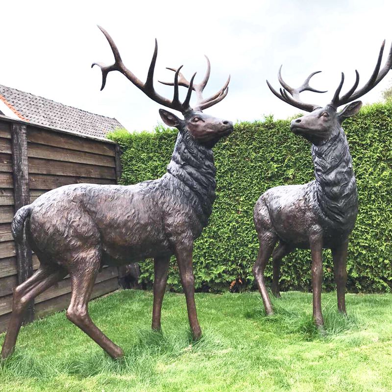  Life Size Bronze Deer Statues -  - 9